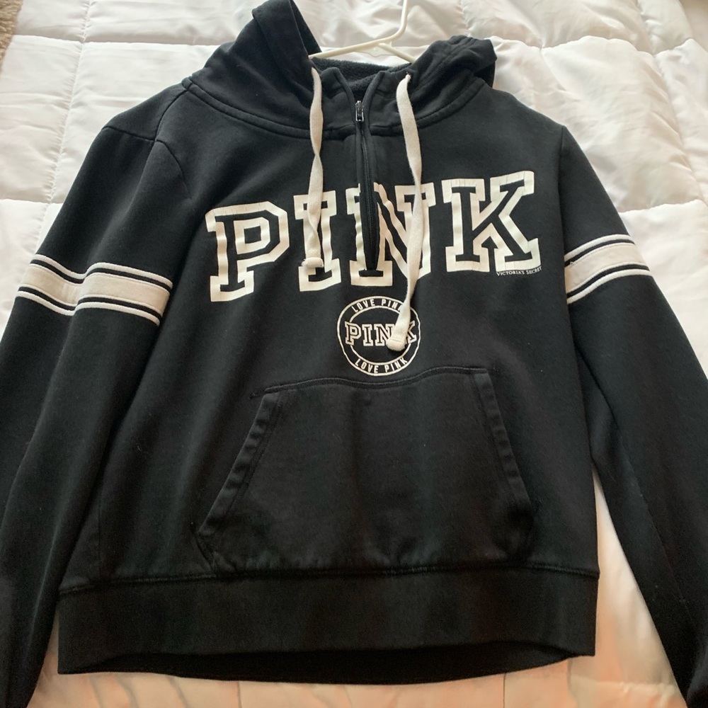 pink half zip up hoodie